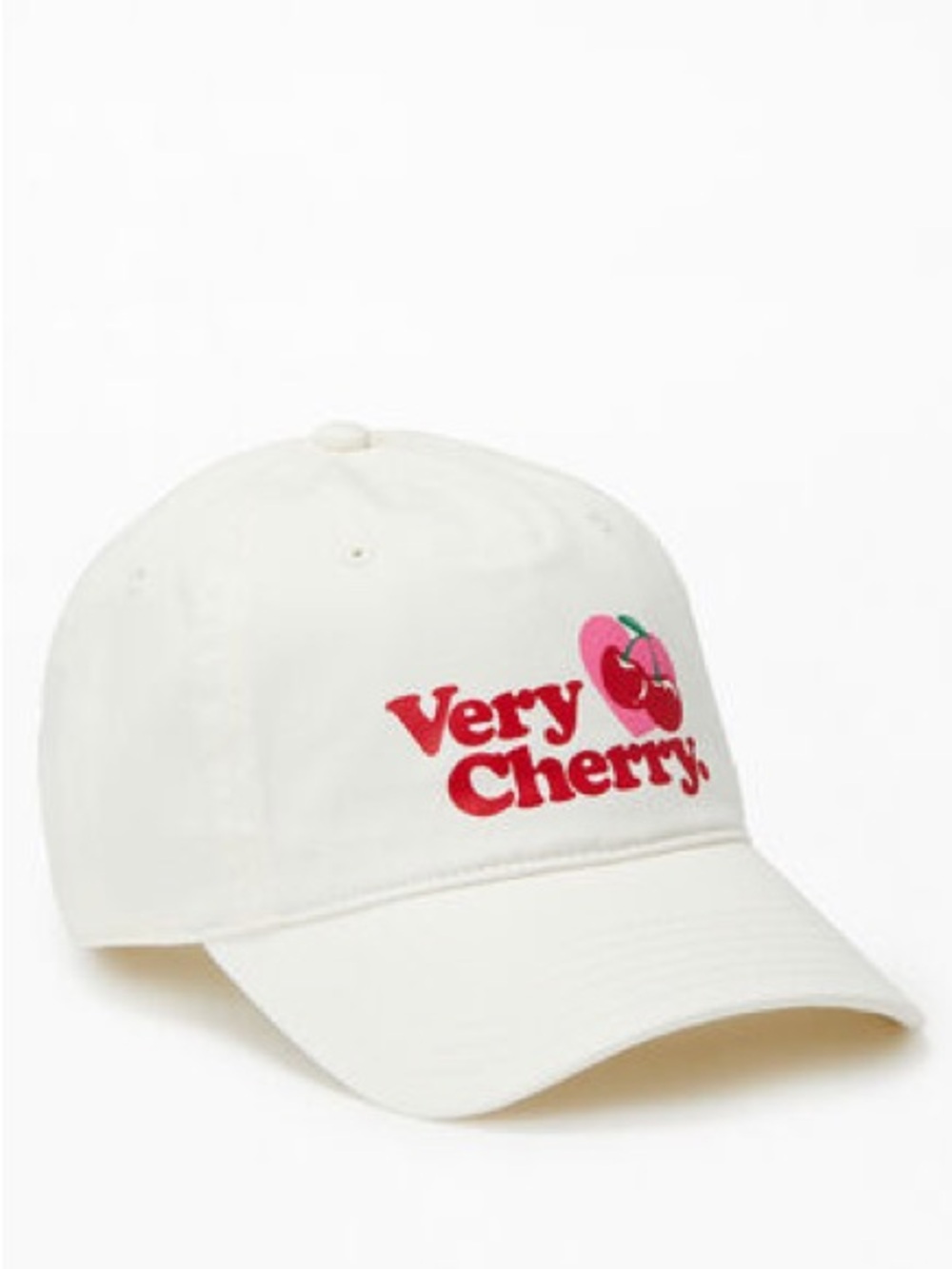 Very Cherry White Baseball Cap with Red Embroidery